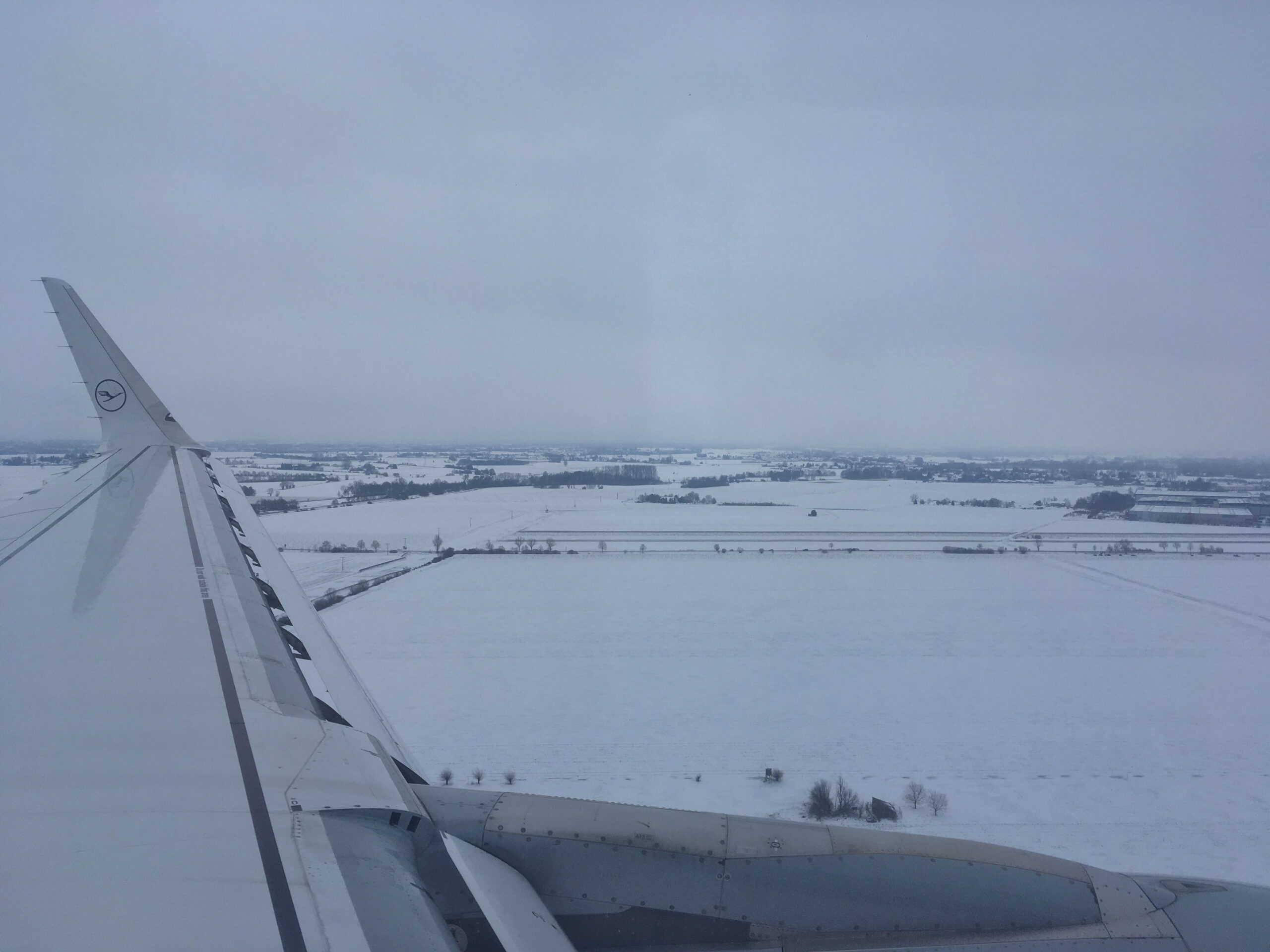 Lufthansa Plane Wing in Snow