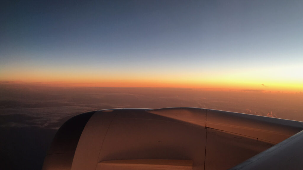 Sunset over an Airplane Engine
