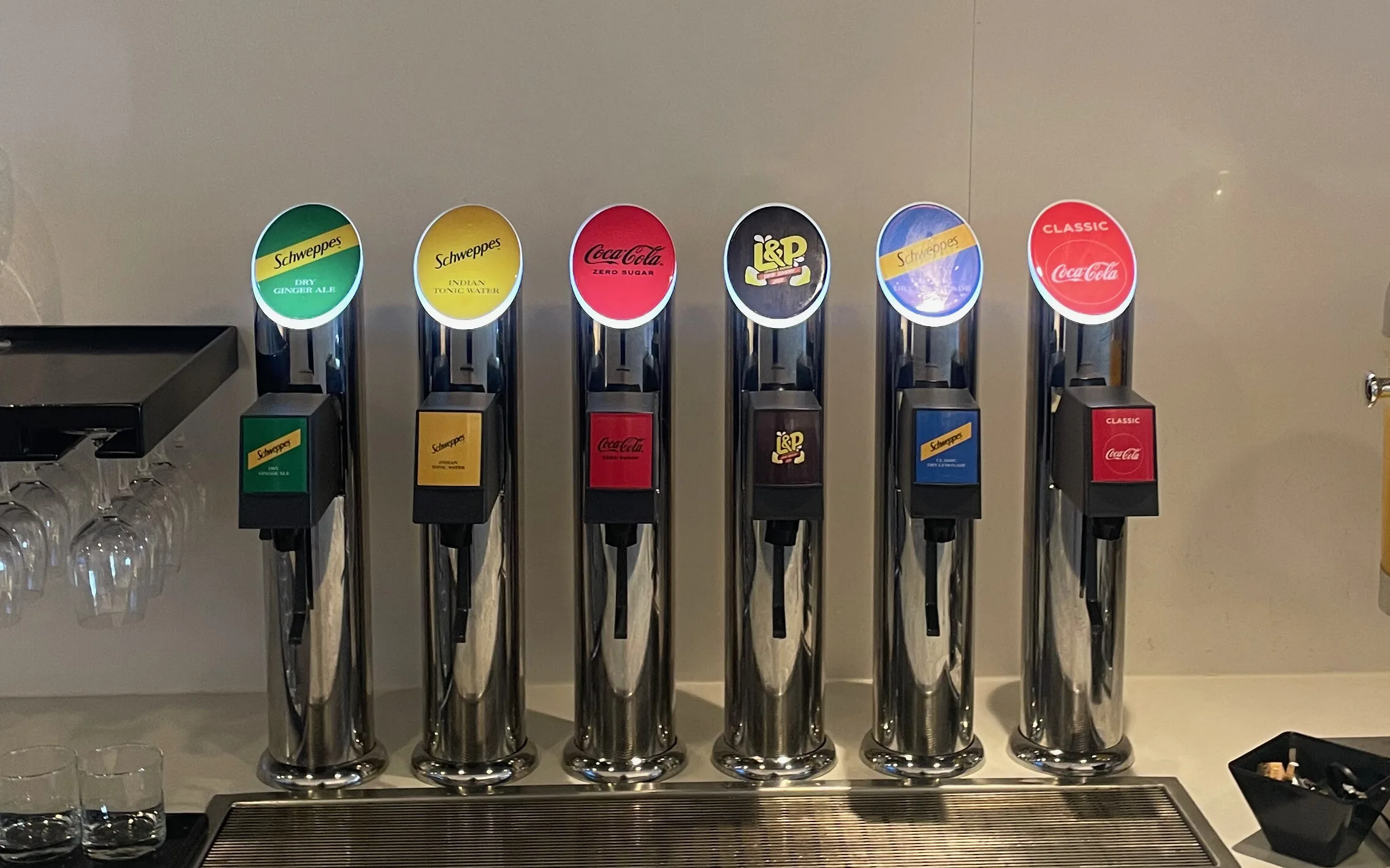 Air New Zealand Auckland Airport Lounge soft drink dispenser