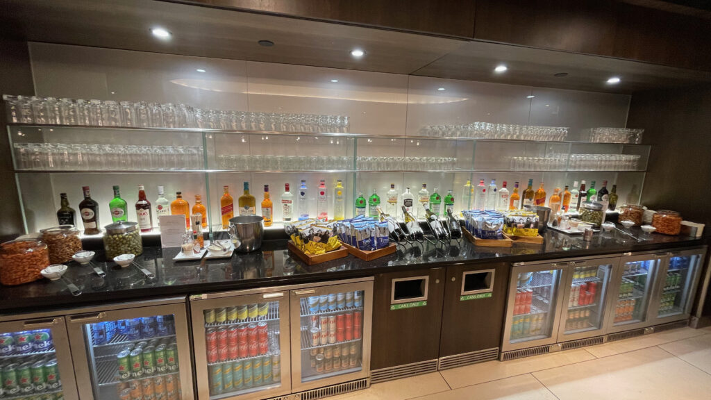 British Airways Lounge at Gatwick Airport, Wine and Liquor Selection