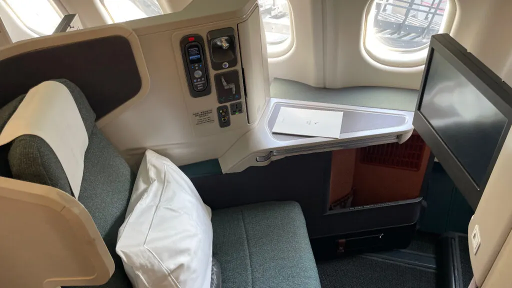 Cathay Pacific Business Class on an A330-300 aircraft.