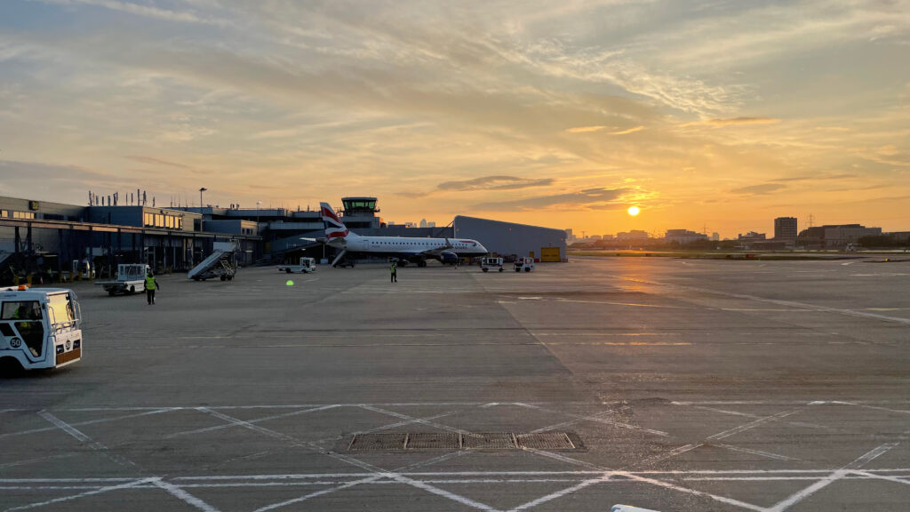 Sunrise at London City Airport