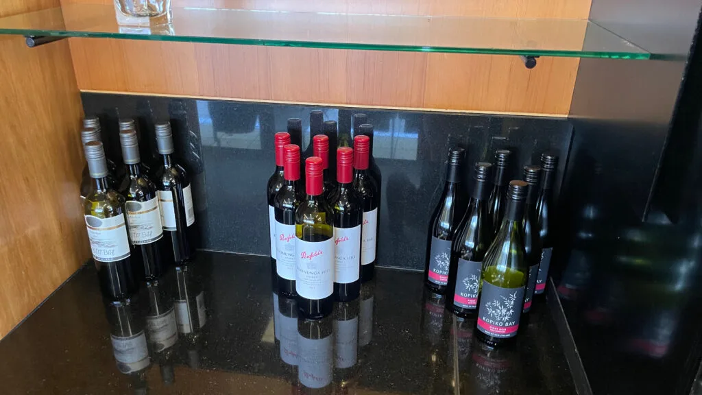 Qantas Lounge Auckland Red Wine Selection